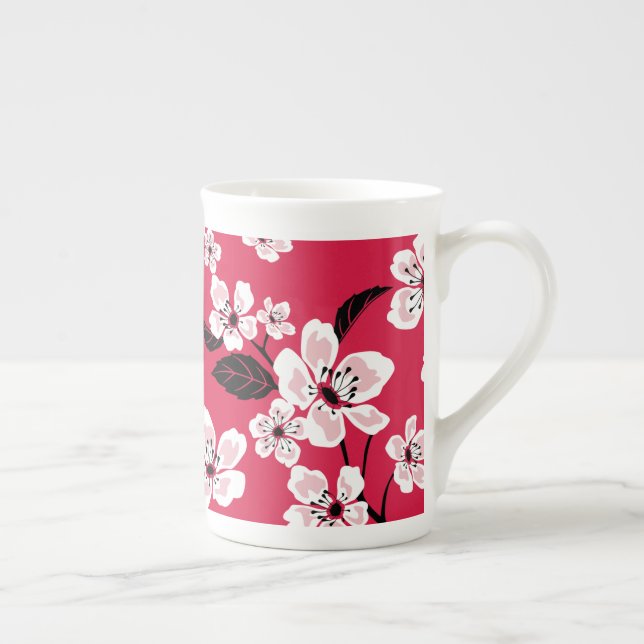 TASSE EN PORCELAINE CHERRY BLOSSOM - SAKURA (ROUGE) (Droite)
