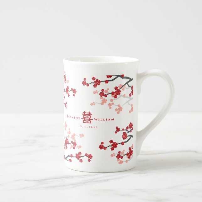 Tasse En Porcelaine Cherry Blossoms & Double Bonheur Mariage chinois (Droite)