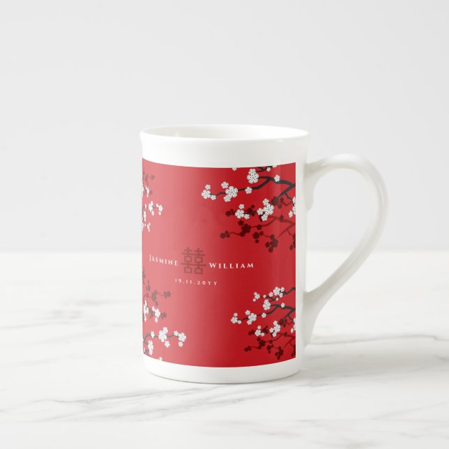 Tasse En Porcelaine Cherry Blossoms & Double Bonheur Mariage chinois (Droite)