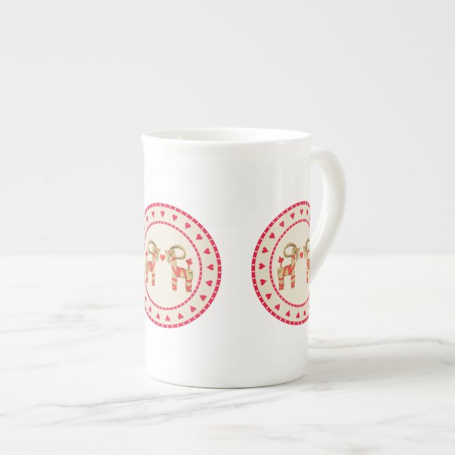 Tasse En Porcelaine Chèvre de paille de Julbok de Suédois avec des (Devant droit)