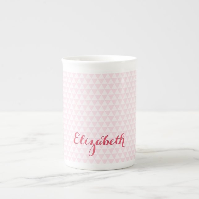 Tasse En Porcelaine Chic chic et moderne Nom personnalisé Fille rose (Devant)