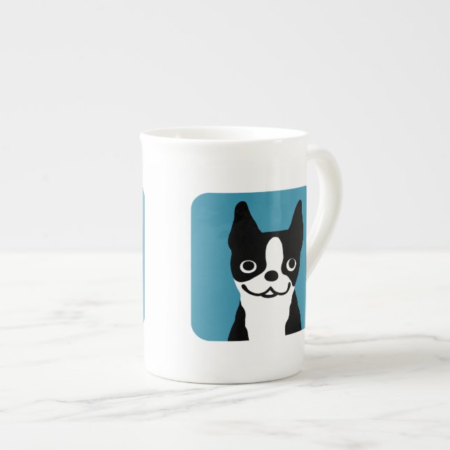 Tasse En Porcelaine Chien caricature du gentil Boston Terrier (Devant droit)