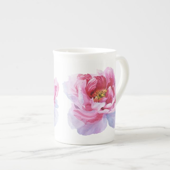 Tasse En Porcelaine Chine rose Peony Musique Coupe (Devant droit)