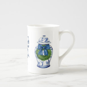 Tasse En Porcelaine Chinoiserie pot de gingembre de Noël avec bow
