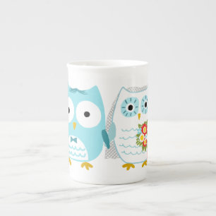 Tasse En Porcelaine Chouette Mariage mariée et fille mignonne couple m