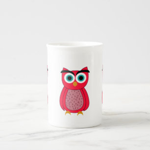 Tasse En Porcelaine Chouette Rose Mignonne