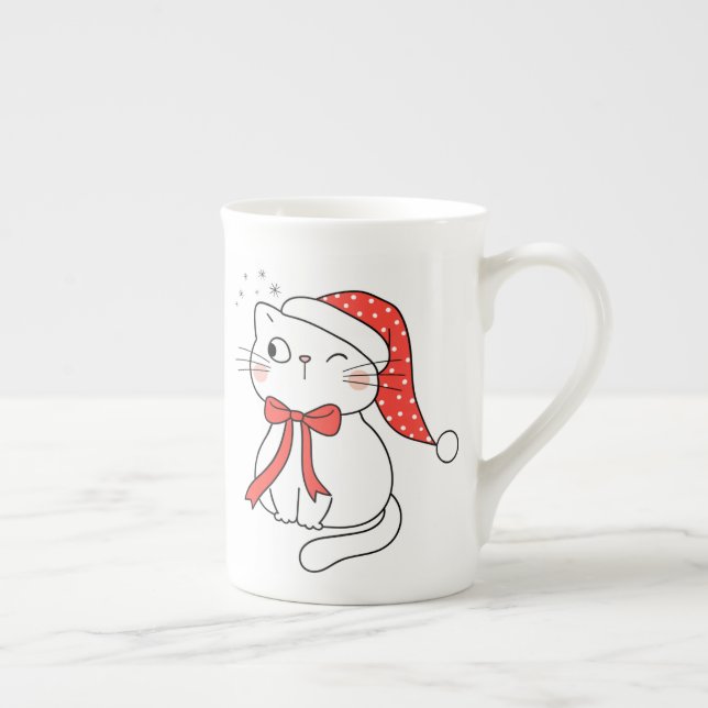 Tasse En Porcelaine Christmas Cat (Droite)