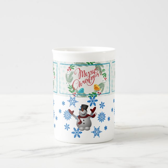 Tasse En Porcelaine Christmas Mug, Snowman, Joyeux Noël (Devant)