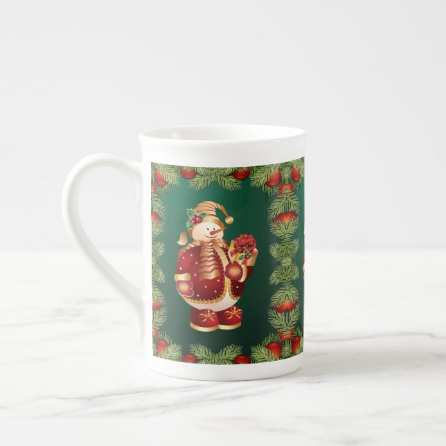 Tasse En Porcelaine Christmas Mug, Snowman, Joyeux Noël (Gauche)