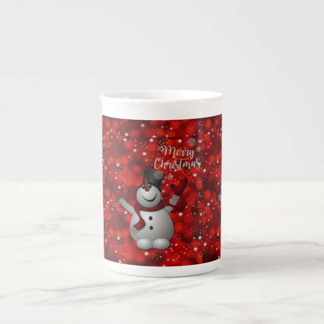Tasse En Porcelaine Christmas Mug, Snowman, Joyeux Noël (Devant)