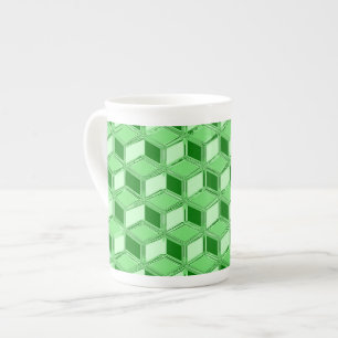 Tasse En Porcelaine Chrome 3-d boîtes - vert émeraude
