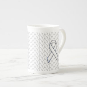 Tasse En Porcelaine Chrome Comme Blanc Knit Ribbon Sensibilisation Imp