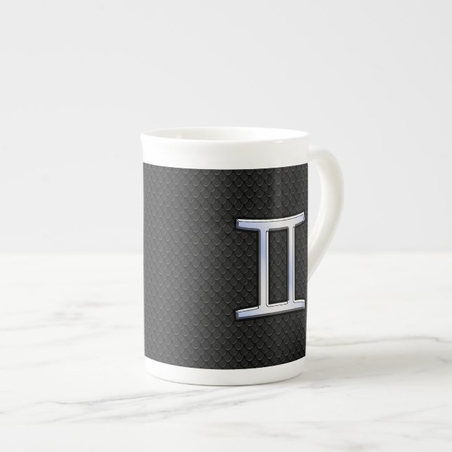 Tasse En Porcelaine Chrome comme Gemini signe Zodiac (Devant droit)