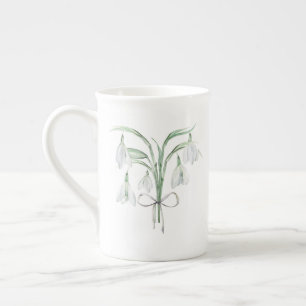 Tasse En Porcelaine Chute de neige Janvier Fleur de naissance Céramiqu