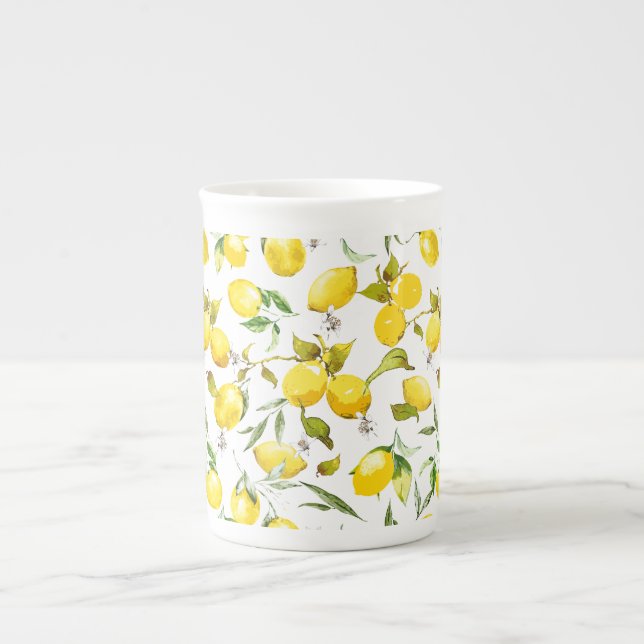 Tasse En Porcelaine citrons d'aquarelle 5 (Devant)