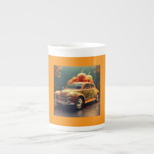 Tasse En Porcelaine Citrouilles De Voiture Compact Orange En Haut