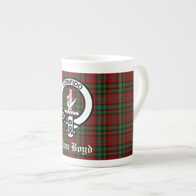 Tasse En Porcelaine Clan écossais Boyd Crest Badge & Tartan (Devant droit)