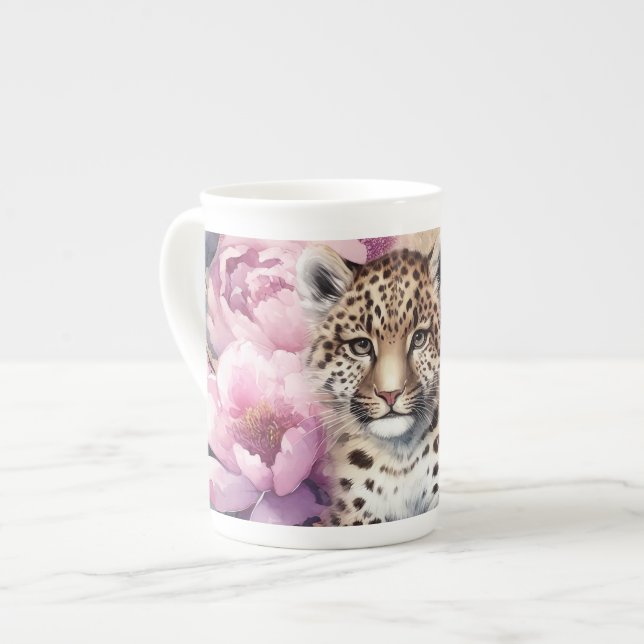 Tasse En Porcelaine Club Leopard & Roses (Devant gauche)