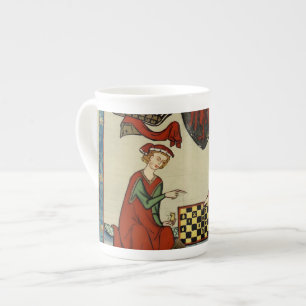 Tasse En Porcelaine Codex Manesse Joueurs d'échecs médiévaux Bone Chin