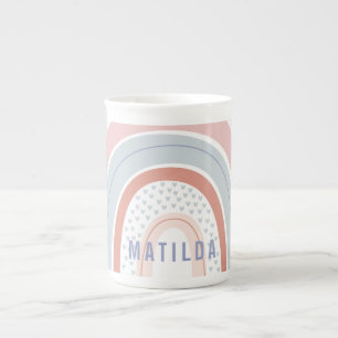 Tasse En Porcelaine Coeur arc-en-ciel rose violet personnalisé