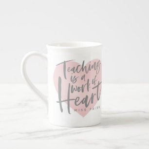 Tasse En Porcelaine Coeur d'aquarelle de cadeau de professeur