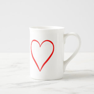 Tasse En Porcelaine Coeur peint sur fond blanc
