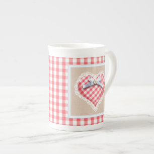 Tasse En Porcelaine Coeur rouge de guingan avec le graphique d'arc