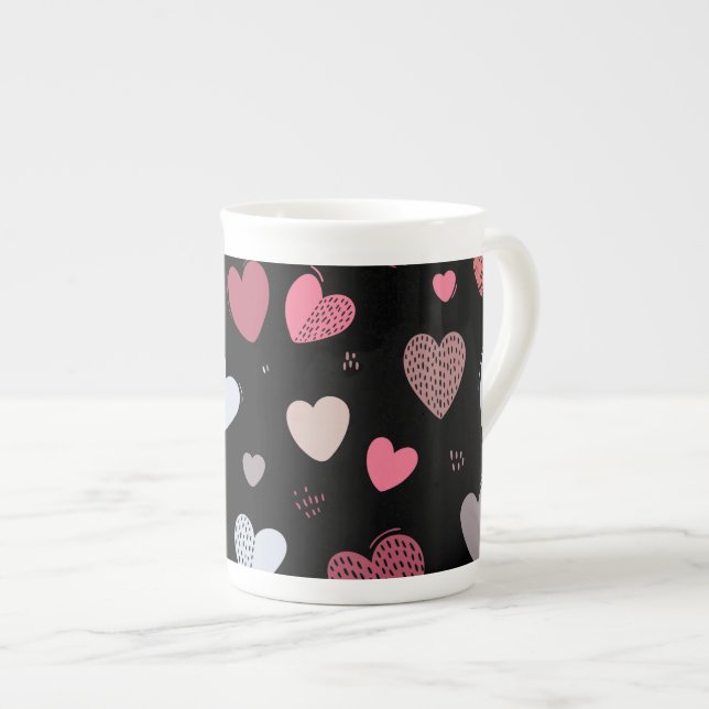 Tasse En Porcelaine Coeurs 2 (Devant droit)
