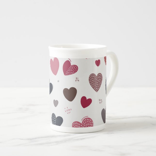 Tasse En Porcelaine Coeurs 3 (Devant droit)