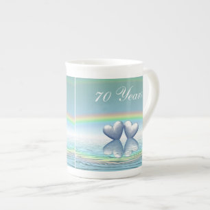Tasse En Porcelaine Coeurs de platine du 70e anniversaire
