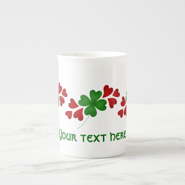 Tasse En Porcelaine Coeurs et trèfle (Devant)