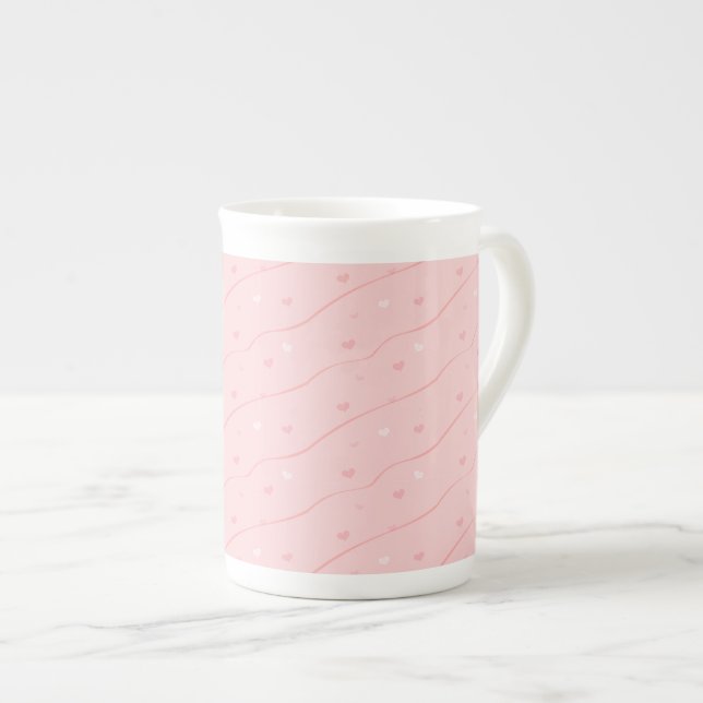 Tasse En Porcelaine Coeurs roses (Devant droit)