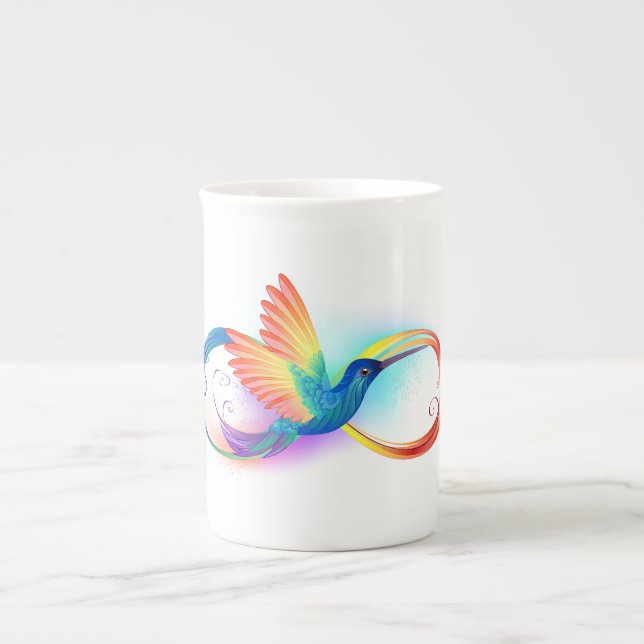 Tasse En Porcelaine Colibri arc-en-ciel avec symbole Infinity (Devant)
