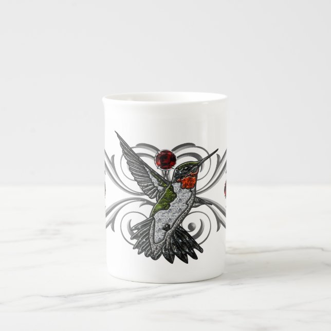 Tasse En Porcelaine Colibri Ruby Throsé (Devant)