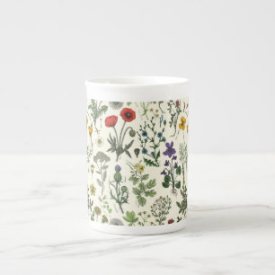 Tasse En Porcelaine Collage de fleurs sauvages