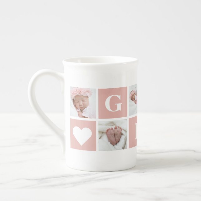 Tasse En Porcelaine Collage photo personnalisé 6 Grand-mère Gigi (Gauche)
