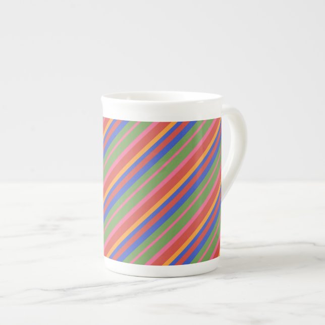 Tasse En Porcelaine Collection d'art populaire Bright Stripes Bone Chi (Devant droit)
