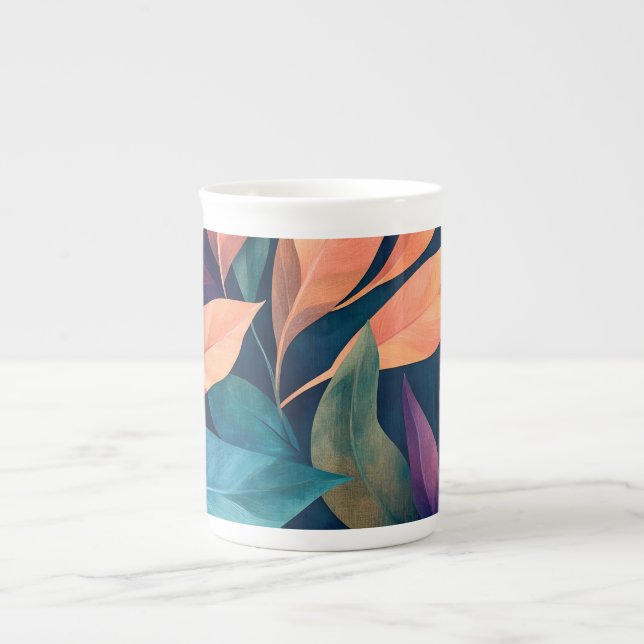 Tasse En Porcelaine Colorful Abstract Leaves (Devant)