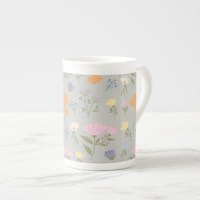 Tasse En Porcelaine Colourful meadow on grey (Devant droit)
