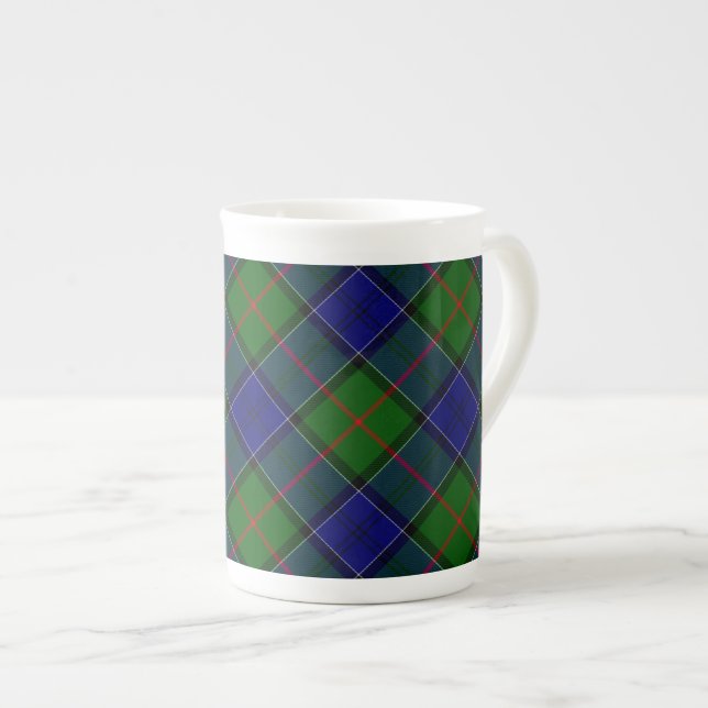 Tasse En Porcelaine Colquhoun tartan bleu vert plaid (Devant droit)