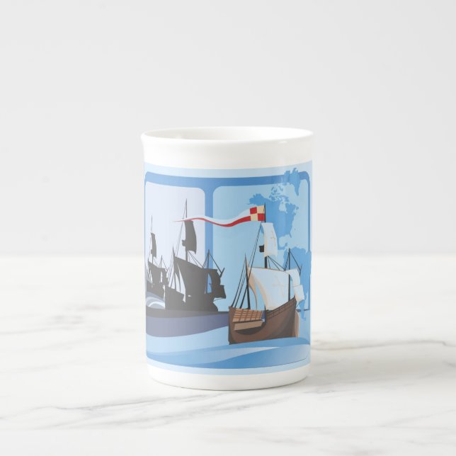 Tasse En Porcelaine Columbus Sailing the Ocean Blue - (Devant)