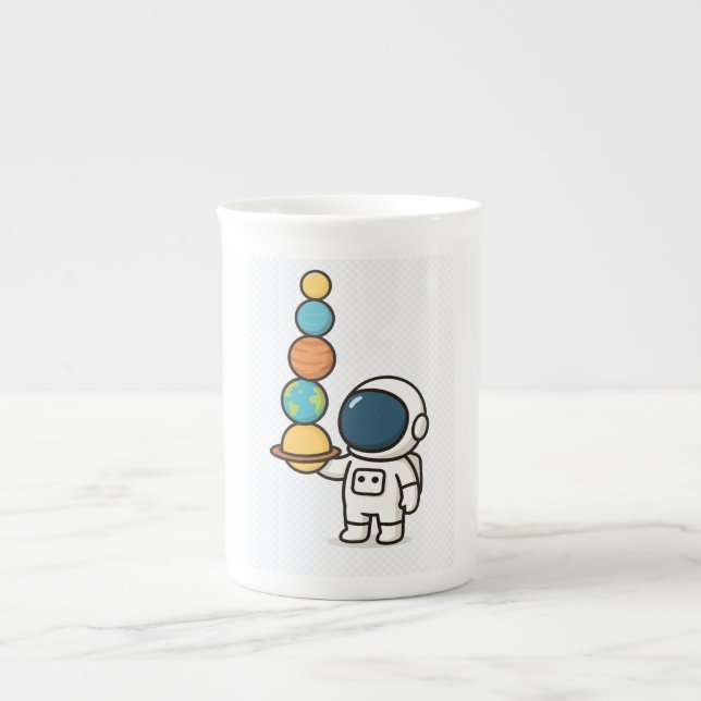 Tasse En Porcelaine Compagnon de café cosmique - Cute Astronaut (Devant)