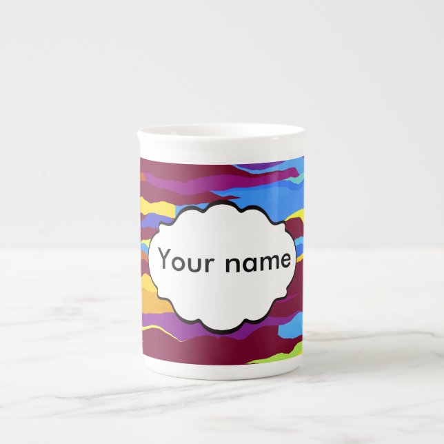 Tasse En Porcelaine Conception d'abrégé sur vagues d'aquarelles (Devant)