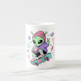 Tasse En Porcelaine Conception de Bubble Tea Alien Skateur Kawaii