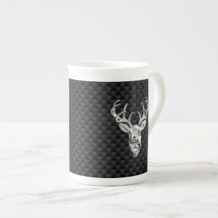 Tasse En Porcelaine Conception de cerf argenté sur impression de style