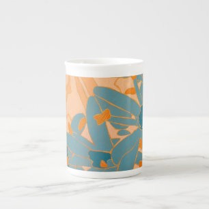 Tasse En Porcelaine Conception de feuille contemporaine en étiquette p