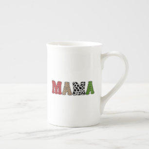 Tasse En Porcelaine Conception de motif à carreaux de Mama Noël
