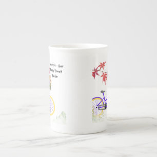 Tasse En Porcelaine Conception de motivation de bicyclette florale