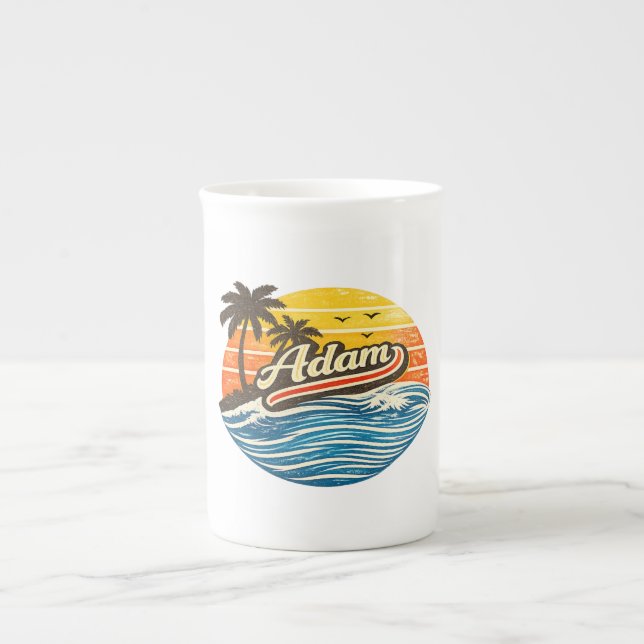 Tasse En Porcelaine Conception de nom Adam Retro Sunset (Devant)