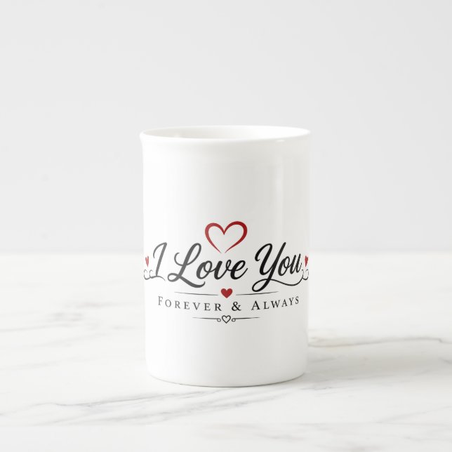Tasse En Porcelaine Conception de typographie Je t'aime (Devant)